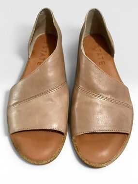1.STATE Celyn Leather Peep Toe Flats Blush Taupe Size 6